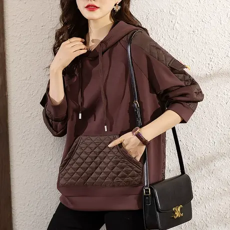 秋冬季连帽卫衣女宽松加大码女装中年妈妈休闲遮肚子显瘦长袖上衣商品大图