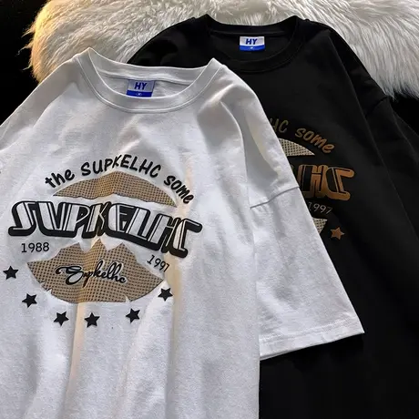 夏装白色短袖t恤女2024年新款宽松显瘦潮流洋气上衣半袖体恤ins潮商品大图