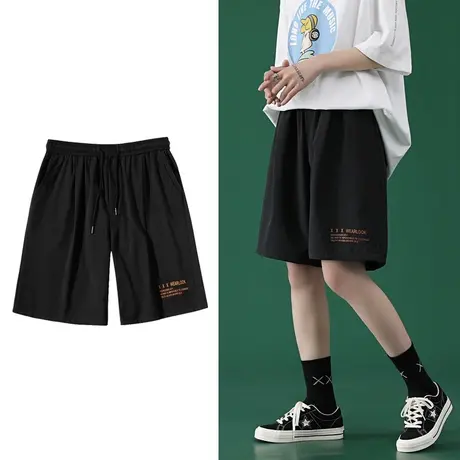 黑色高腰短裤女夏季薄款ins潮胖mm宽松大码网红阔腿休闲裤5分中裤商品大图