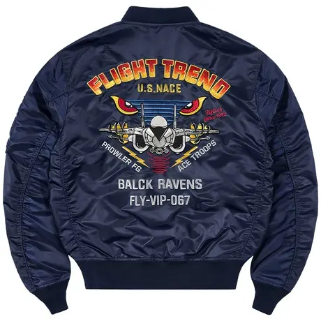 VIP飞行员夹克男春秋新款刺绣徽章宽松飞行服外套大码潮牌棒球服商品大图