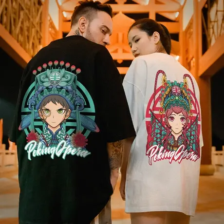 国潮短袖男大码半袖小众设计感情侣款T恤不一样的情侣装夏装半袖商品大图