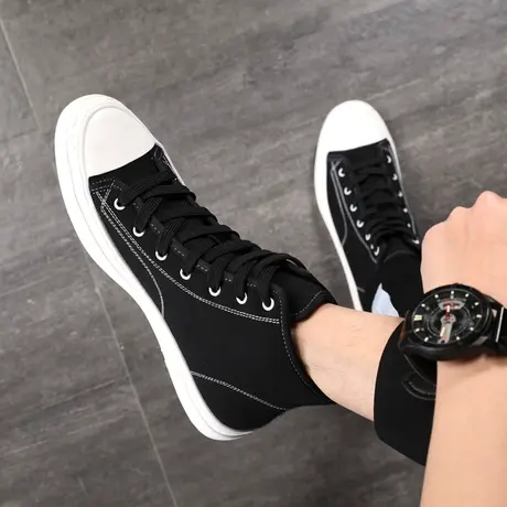 帆布鞋男高帮帆布鞋男鞋春季2023新款鞋子男潮鞋韩版百搭板鞋布鞋商品大图