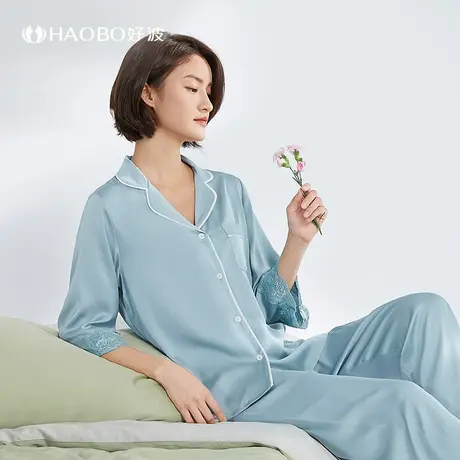 好波新款女士仿丝家居服时尚大码可外穿休闲春夏季睡衣女HJF2244商品大图