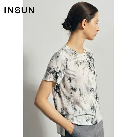 INSUN恩裳夏季扎染印花针织T恤图片