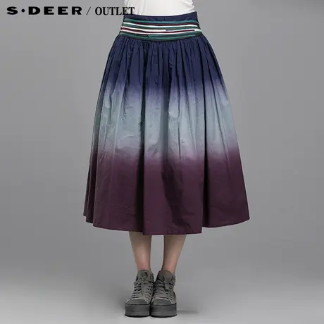 sdeer圣迪奥专柜正品女装雅韵别致艺文蓝紫半身裙4381153图片
