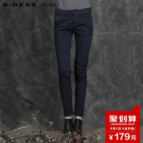 sdeer圣迪奥女装简约纯色蓝调休闲长裤S16180883商品大图