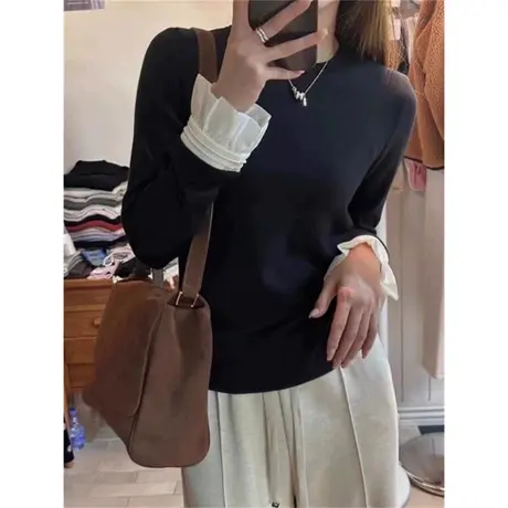 洋气减龄长袖T恤女冬季2024新款修身内搭打底衫德绒保暖上衣服ins商品大图