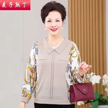 妈妈春装新款T恤衫洋气质时尚上衣服阔太太高贵长袖夏中老年女装商品大图