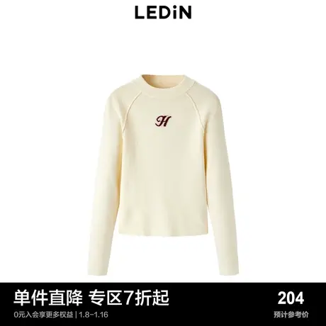 【商场同款】乐町秋季新款简约插肩袖字母打底衫女C2EED4335商品大图