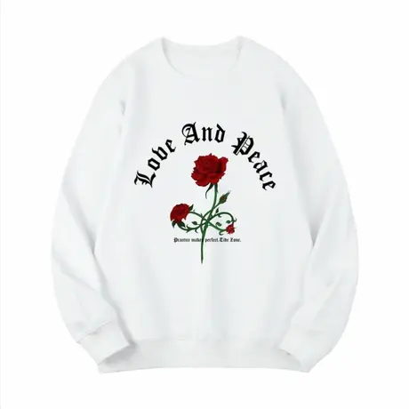 Ohlyah玫瑰印花情侣卫衣男女款2023秋新款美式宽松纯棉班服定制商品大图