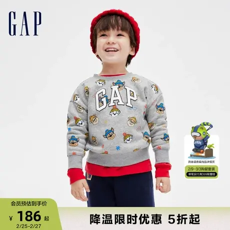 【汪汪队联名】Gap男女幼童冬季洋气抓绒保暖圆领运动卫衣847362商品大图