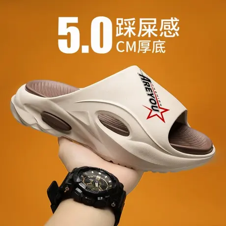 拖鞋男潮2024新款夏季外穿防滑海边沙滩青少年运动篮球凉拖踩屎感商品大图