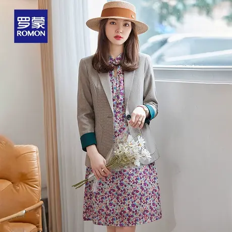 罗蒙女士中长款连衣裙2024春季新款时尚碎花休闲百搭气质显瘦裙子图片