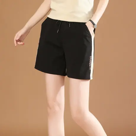 韩潮袭人松紧腰休闲宽松短裤热裤女2023夏季新款直筒阔腿运动裤薄图片