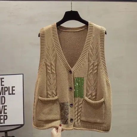 v领针织开衫马甲背心女2023秋装新款宽松外穿马夹外搭毛衣坎肩潮图片