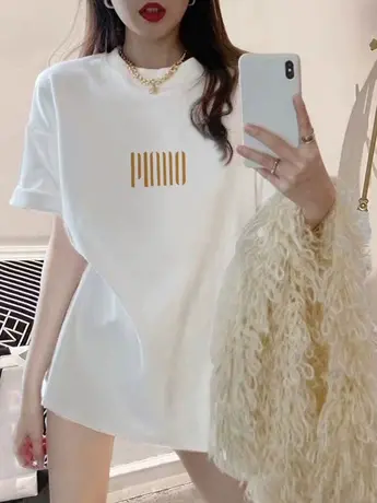 白色短袖t恤女2023年新款夏季设计感小众中长款内搭纯棉上衣潮牌商品大图