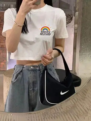 辣妹女团风甜美法式短袖t恤女2023夏季新款圆领领内搭短款上衣服商品大图