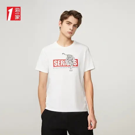 海一家舒适休闲圆领短T新款时尚个性印花青年男士短袖T恤商品大图