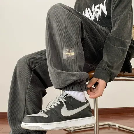 oversize大码裤子男夏季美式高街休闲运动裤潮牌束脚重磅卫裤春秋商品大图