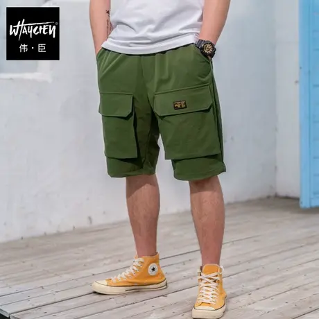 伟臣潮牌ins大码短裤男胖子冰丝速干五分裤肥佬加肥加大工装裤夏商品大图