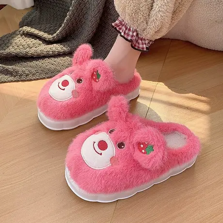 棉拖鞋女厚底室内家用网红ins可爱卡通少女心拖鞋冬保暖防滑外穿图片