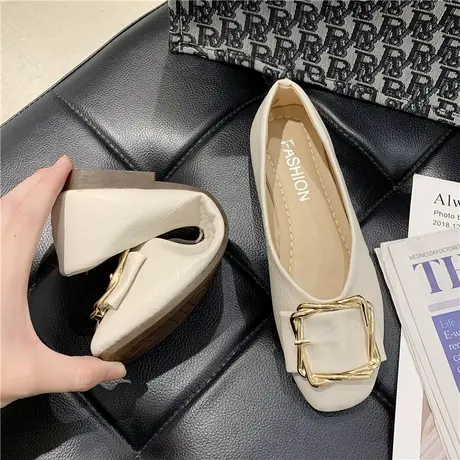 软底奶奶鞋女2023春季新款平底船鞋软皮孕妇鞋一脚蹬豆豆鞋女单鞋图片