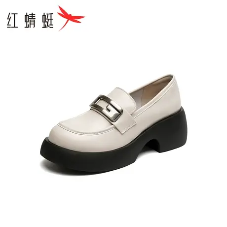 【好物体验专享】红蜻蜓乐福鞋女2024春季新款女鞋厚底小皮鞋单鞋图片