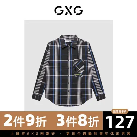 GXG男装 冬季时尚休闲百搭穿搭帅气潮青年格纹衬衫GC103003J商品大图