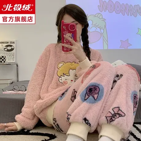 珊瑚绒睡衣女冬季2023新款加厚卡通可爱秋冬款法兰绒家居服套装商品大图