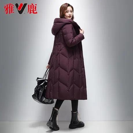 雅鹿妈妈款羽绒服女中长款2022冬季新款休闲宽松保暖加厚连帽外套商品大图