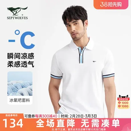 七匹狼狼族生活装翻领短袖T恤夏季透气舒适刺绣休闲潮流polo衫男图片