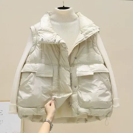 无袖羽绒棉服2023年新款立领羽绒棉马甲女士轻薄宽松时尚韩版外套商品大图