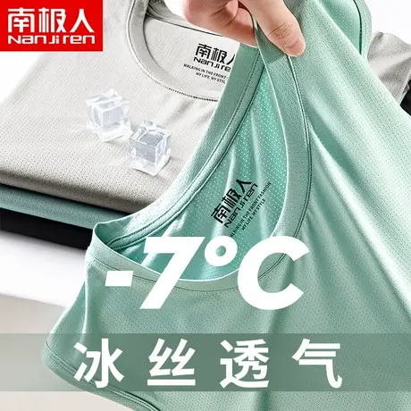 男士夏季背心网眼透气滑料运动无袖t恤冰丝健身宽松大码外穿坎肩图片