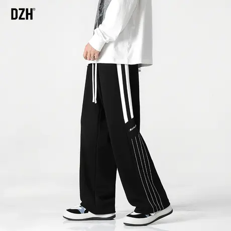 男士美式休闲裤男直筒垂感潮牌黑色阔腿裤宽松运动裤裤子男款秋季商品大图