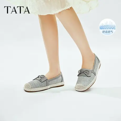 【K姐推荐】TATA他她小香风渔夫鞋女浅口平底一脚蹬单鞋商品大图