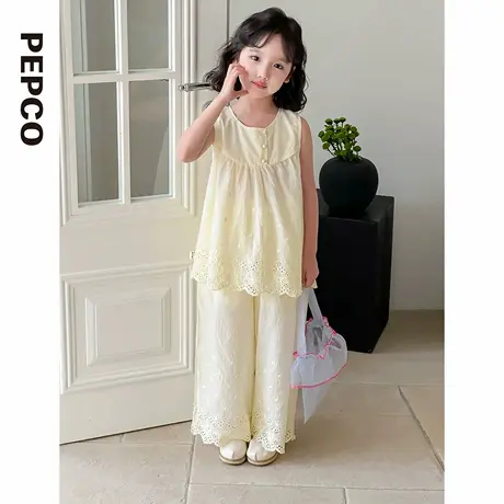 小猪班纳2025年新款女童无袖家居服女孩休闲套装两件套背心直筒裤图片