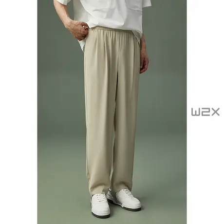 w2x夏季薄款冰丝休闲裤男垂坠感宽松男裤子百搭长裤时尚阔腿裤潮商品大图