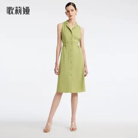 歌莉娅二醋酸无袖连衣裙夏装女气质通勤裙子高级感1B4L4K910商品大图