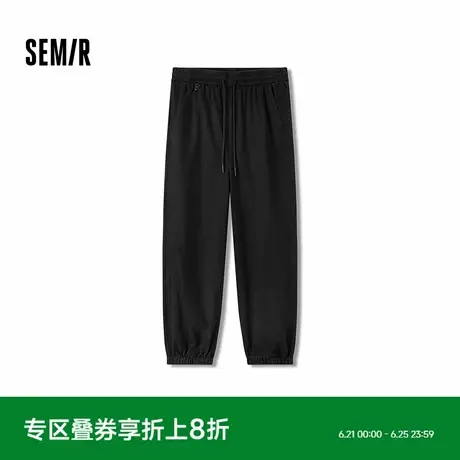 森马休闲裤男纯棉宽松锥形裤做旧2025秋季新款松紧腰长裤基础百搭商品大图