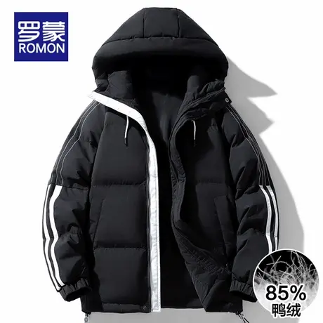 罗蒙短款连帽羽绒服男士冬季2025新款加厚抗寒保暖鸭绒面包服外套商品大图