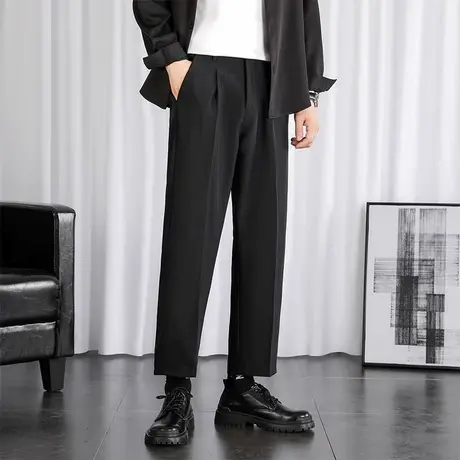 2023春秋季小西裤男宽松直筒垂感裤子男士九分休闲长裤高级西装裤商品大图