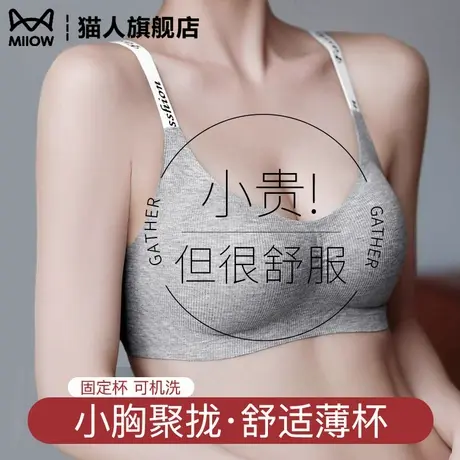 猫人内衣女聚拢小胸收副乳防下垂无痕固定杯上托软支撑薄款文胸罩商品大图