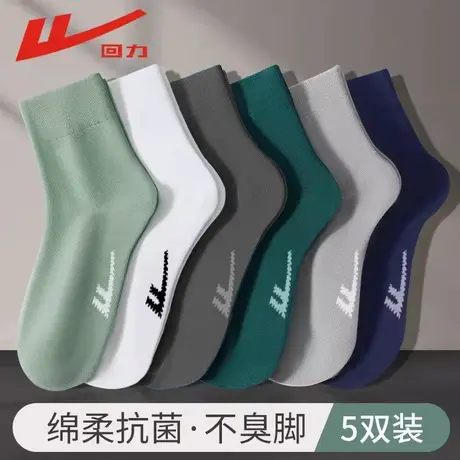 回力袜子男款夏季薄款中筒袜吸汗防臭7A抗菌透气运动男袜商务袜商品大图