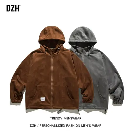 男士痞帅麂皮绒外套男春秋款连帽情侣秋装新款外衣美式飞行员夹克商品大图