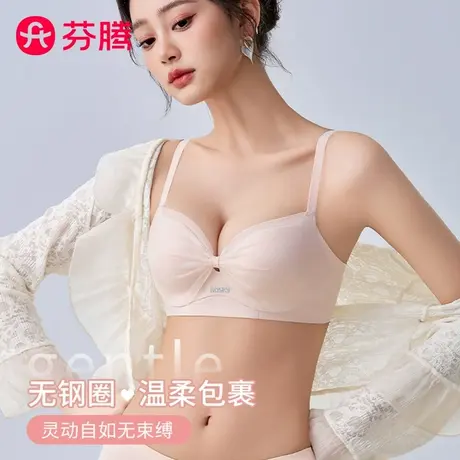 芬腾女小胸显大聚拢法式文胸防下垂收副乳网纱杯面透气内衣裤套装商品大图