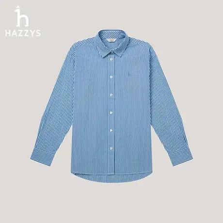 【商场同款】Hazzys哈吉斯宽松条纹牛津纺衬衫2025年秋季新款衬衣图片
