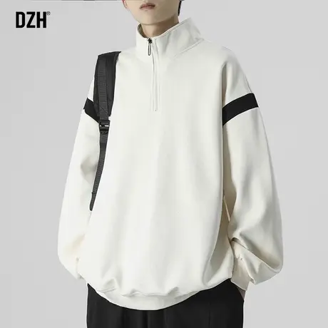 男生半拉链重磅卫衣男春秋潮牌男装2023年新款半拉链长袖上衣宽松商品大图