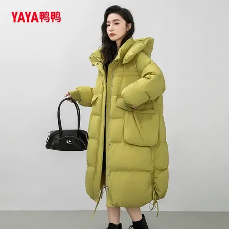鸭鸭羽绒服女2023年冬季新款长款过膝连帽时尚休闲保暖外套Y图片