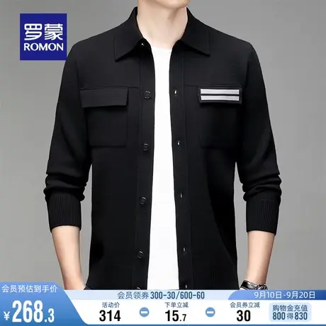 罗蒙男士时尚休闲翻领针织开衫2023秋冬新款潮流百搭保暖毛衣外套图片