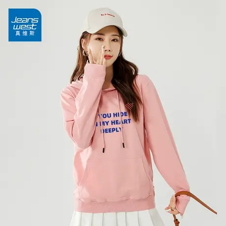 真维斯卫衣女春季新款潮流字母印花宽松慵懒风长袖上衣ins风商品大图